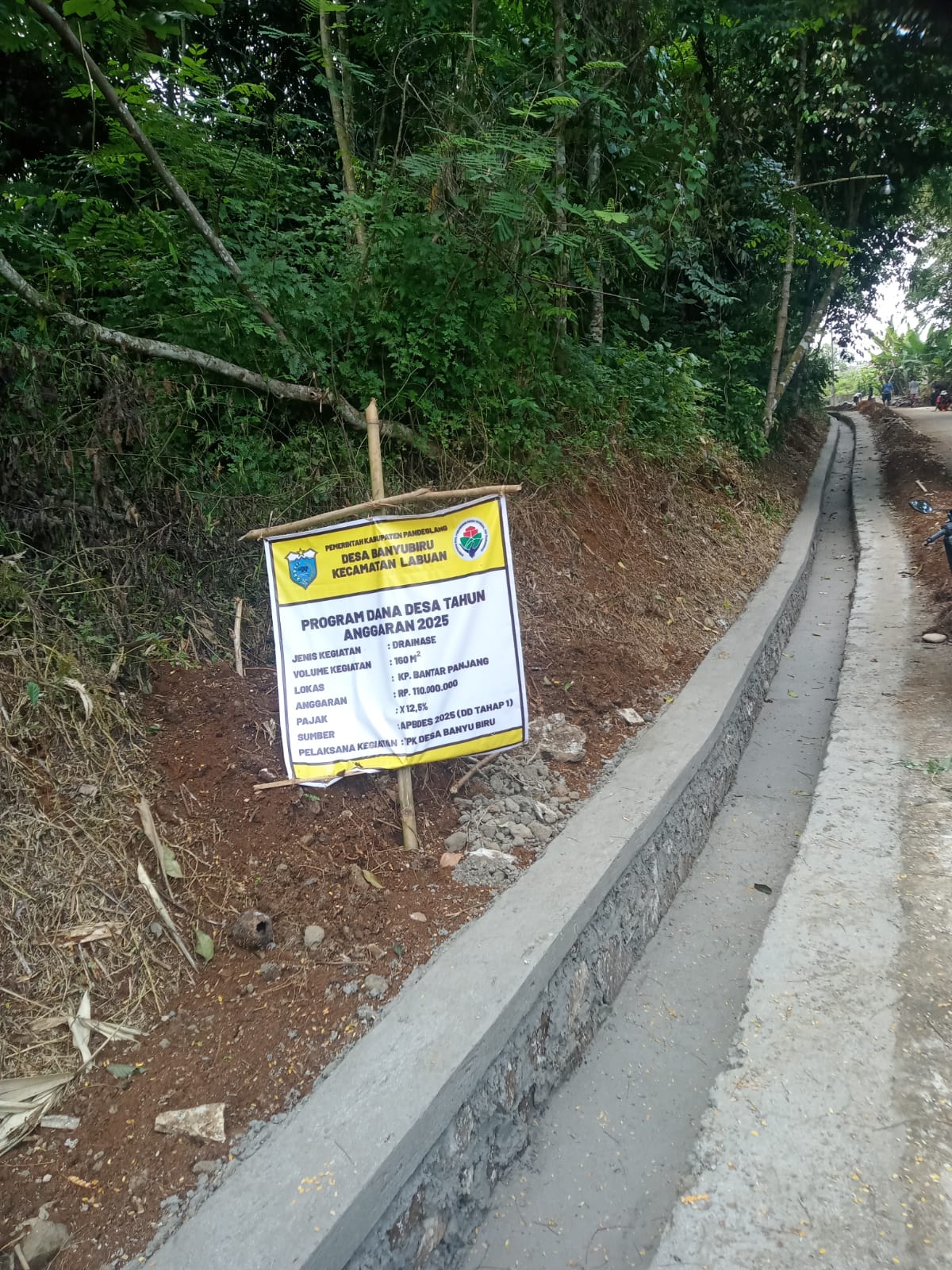Pekerjaan Drainase Tahap Pertama Dana Desa Desa Banyu Biru Kec.Labuan Pandeglang Berjalan Lancar
