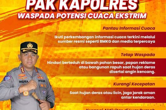 Kapolresta Tangerang Imbau Masyarakat Waspadai Potensi Cuaca Ekstrem